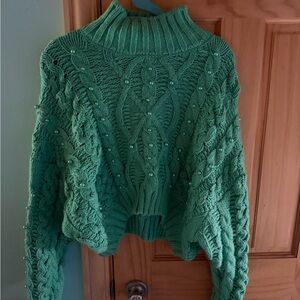 Green Cable Knit Sweater